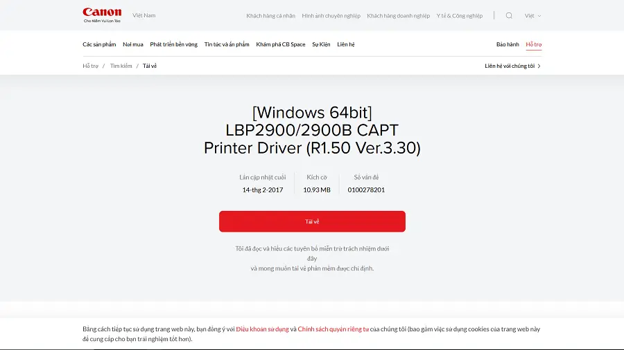 Nút Download Driver Download Driver máy in về máy tính