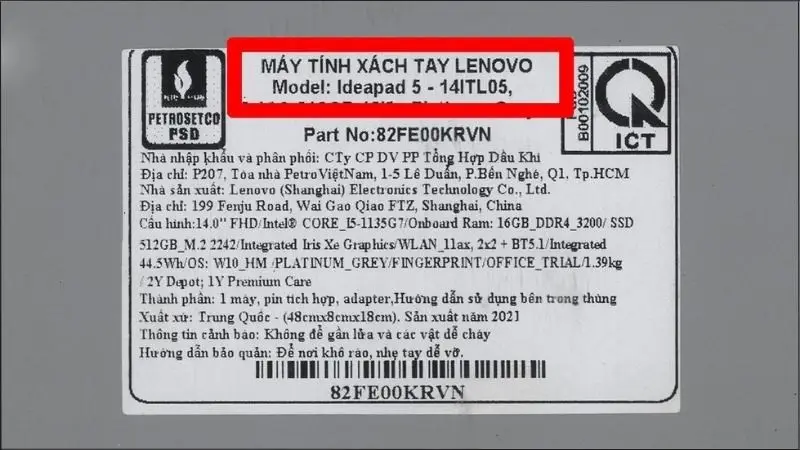 Vị trí xem Model Laptop Xem model máy laptop ở mặt đáy