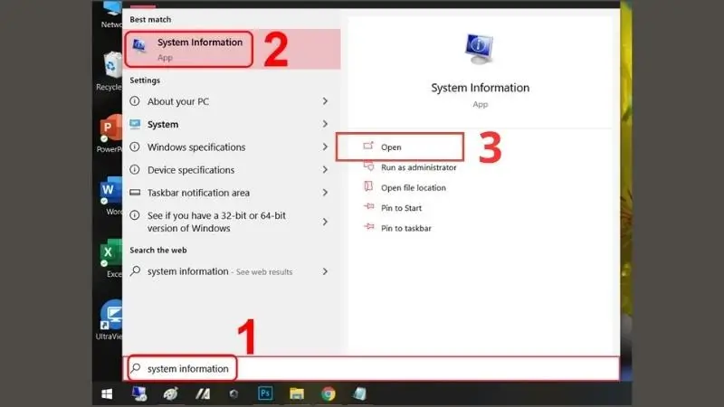 System Information App Tìm kiếm System Information trên Windows
