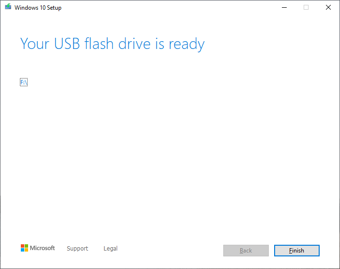 Finish Hoàn tất tạo USB Boot bằng Media Creation Tool