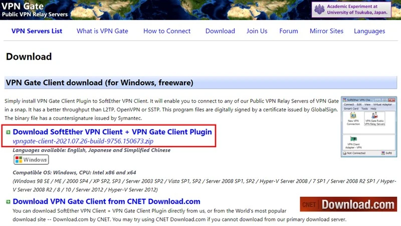 Tải VPN Gate Client Tải VPN Gate Client