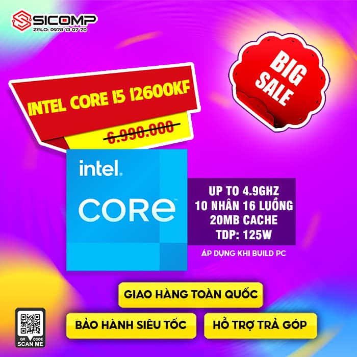 CPU INTEL CORE I5-12600KF TRAY (INTEL LGA1700/10 CORE/16 THREAD/BASE 3.7GHZ/TURBO 4.9GHZ/20MB) FULL VAT