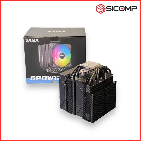 TẢN NHIỆT KHÍ SAMA 6PDW120 ARGB, 2 THÁP, 2 FAN, 6 ỐNG ĐỒNG TO NẠC
