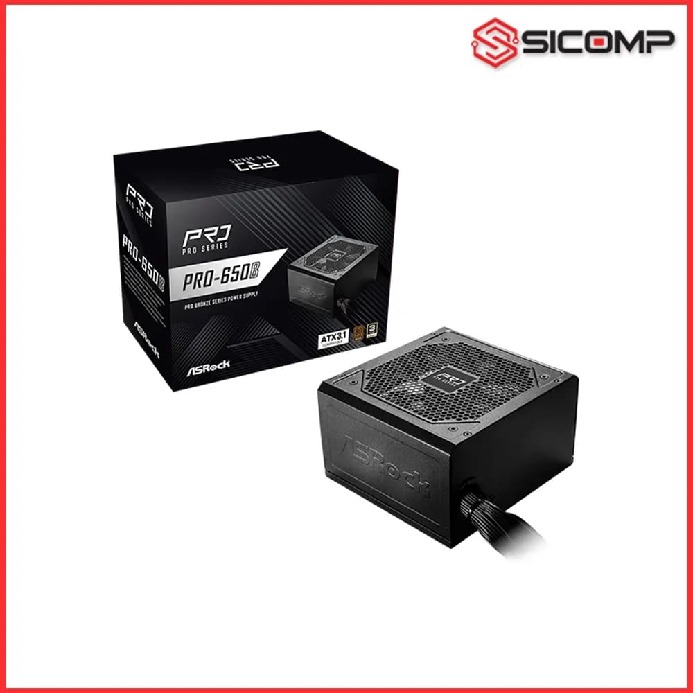 NGUỒN ASROCK PRO-650B 650W ATX 3.1 80 PLUS BRONZE