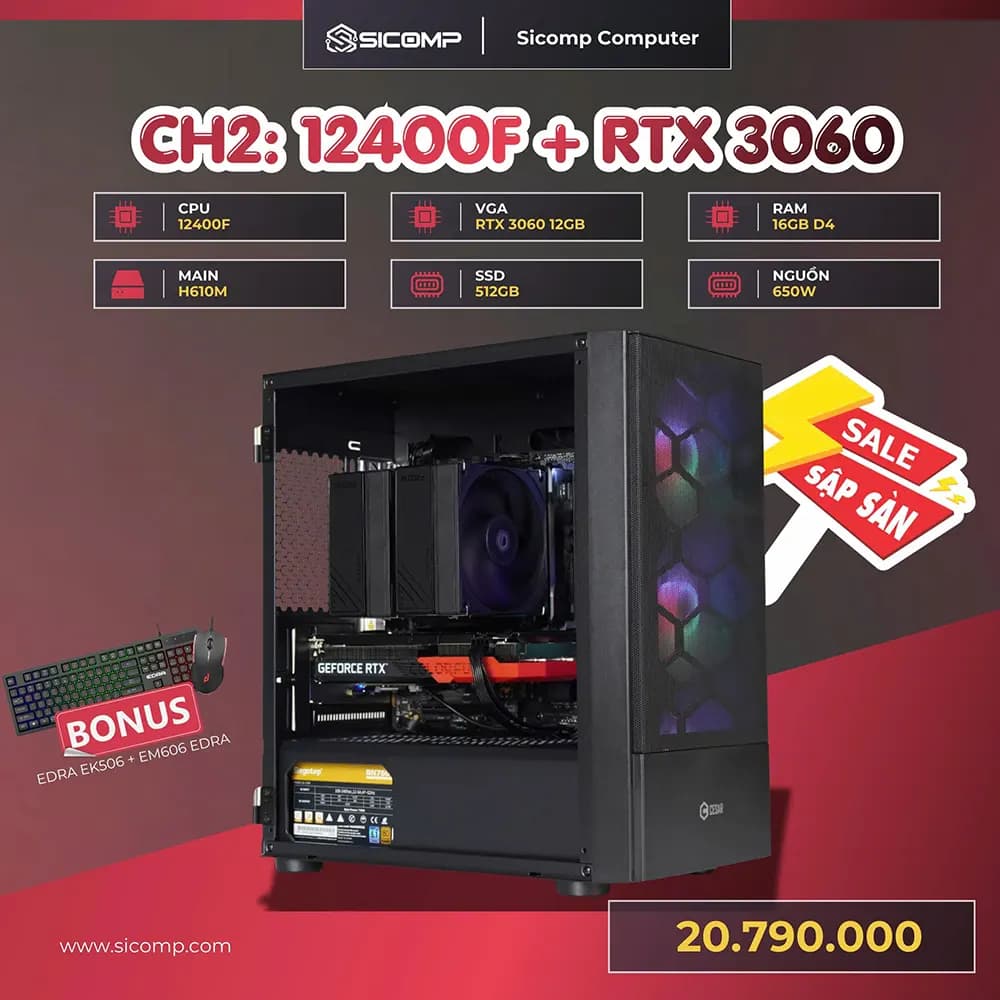 PC GAMING SICOMP 12400F | 3060 | 16GB