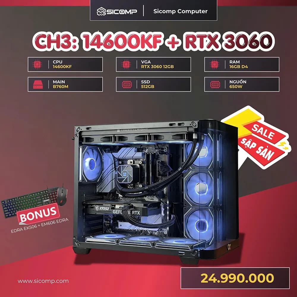 PC GAMING SICOMP 14600KF | 3060 | 16GB