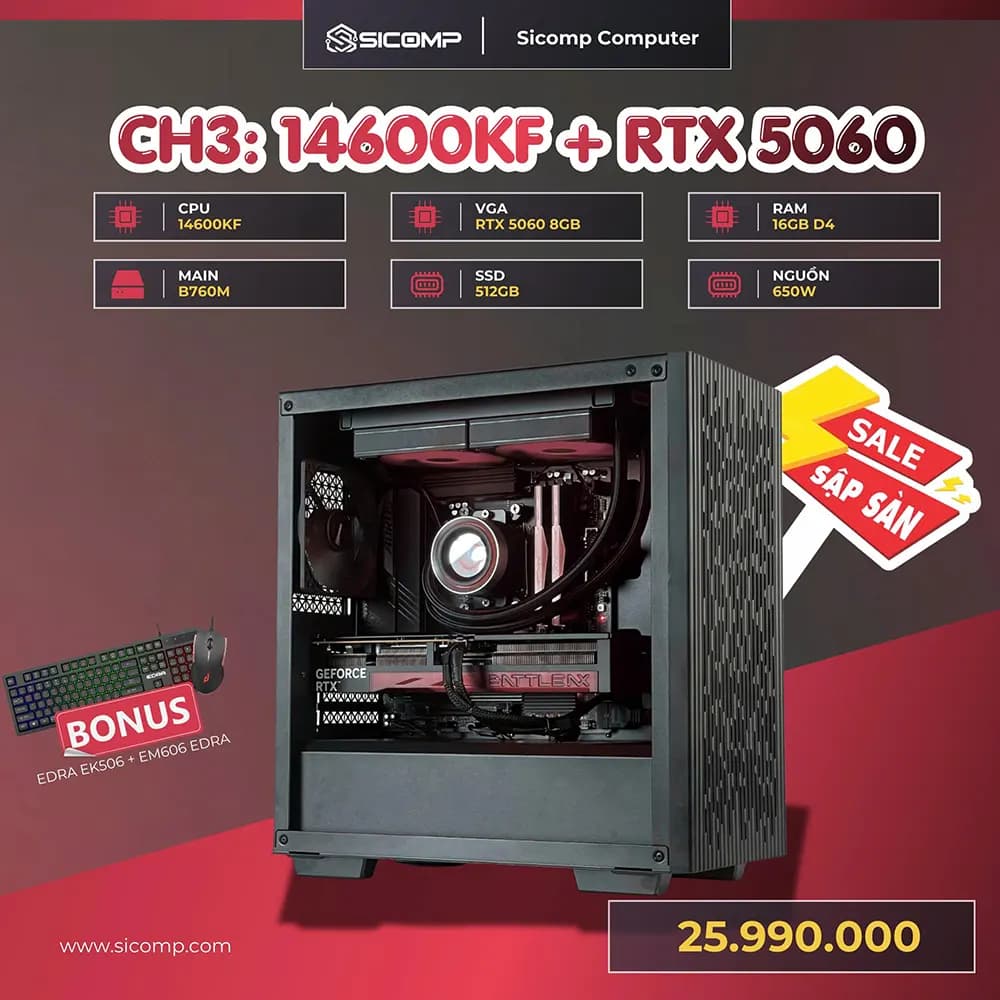 PC GAMING SICOMP 14600KF | 5060 | 16GB
