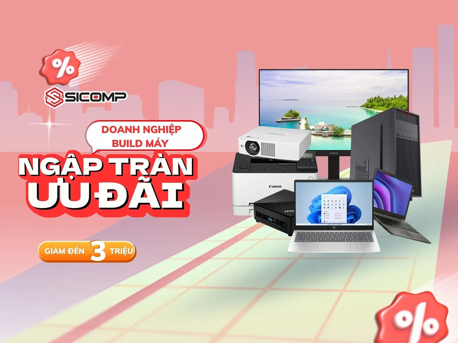 Banner khuyến mãi Sicomp Computer – PC AI, Workstation, Server