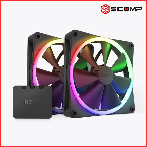 FAN NZXT F140RGB BLACK - TWIN (PACK 2 FAN RGB 140MM/ CÓ HUB), Picture 1