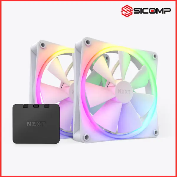 FAN NZXT F140RGB WHITE - TWIN (PACK 2 FAN RGB 140MM/ CÓ HUB), Picture 1