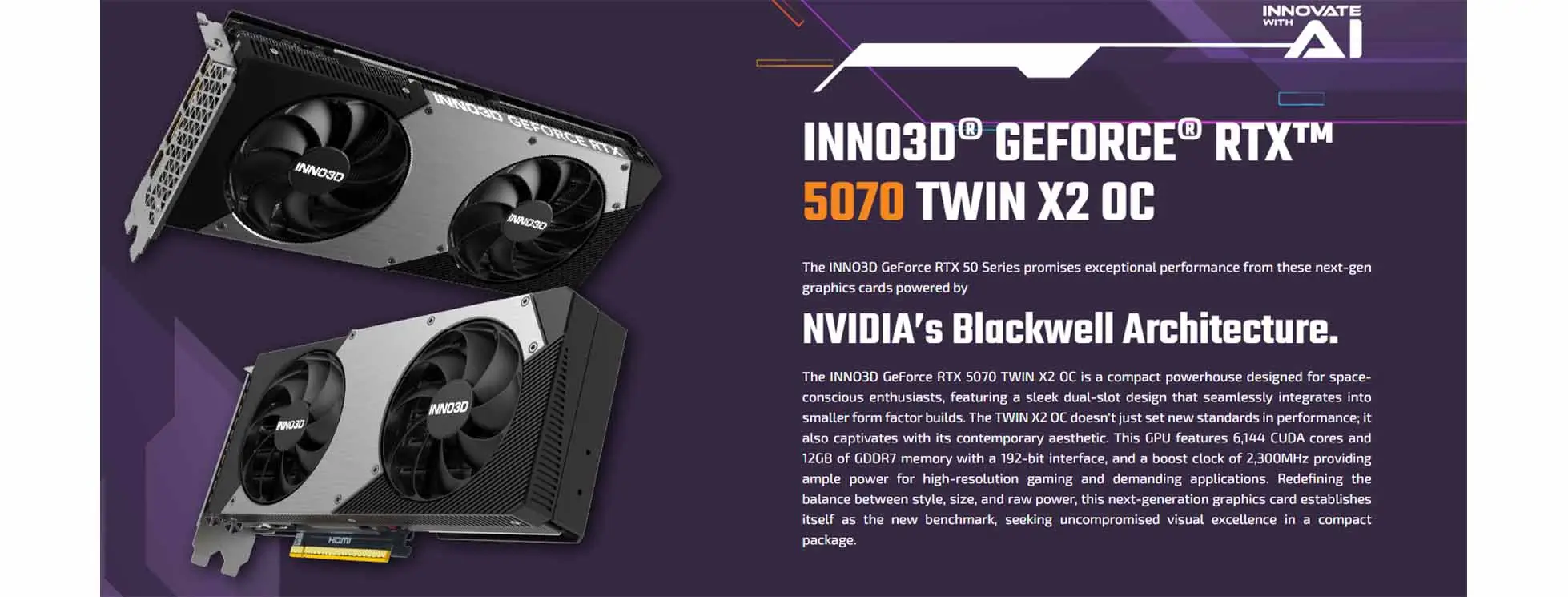 Card màn hình Inno3D GeForce RTX 5070 TWIN X2 OC