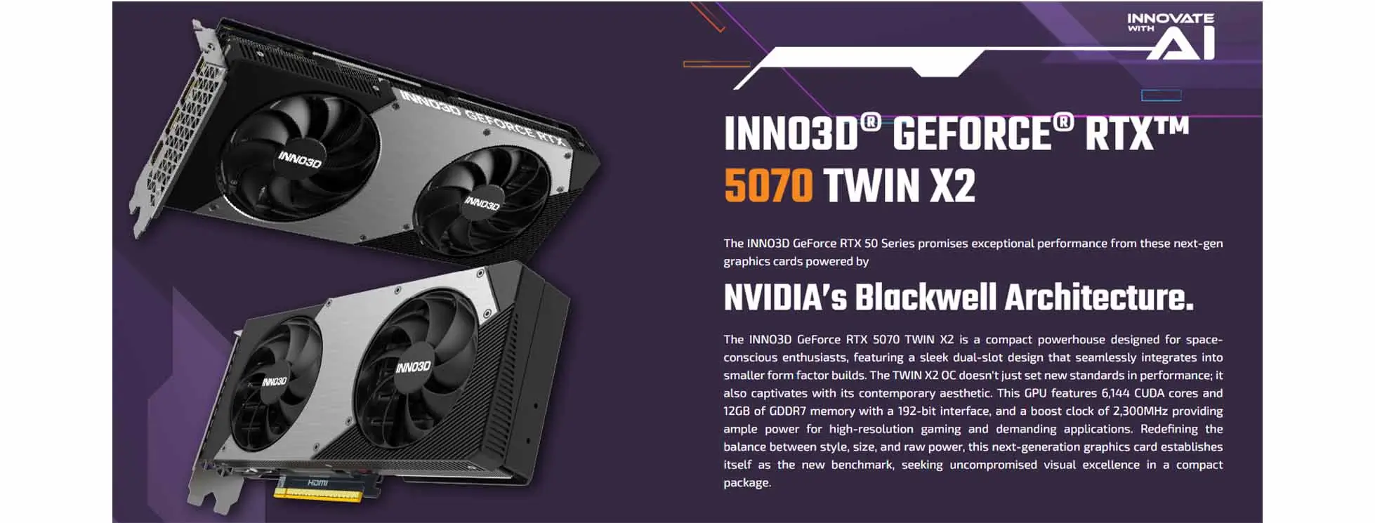 Card màn hình INNO3D GeForce RTX 5070 TWIN X2