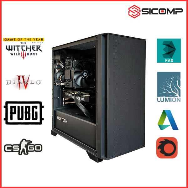 PC SICOMP (13500 | B660M | 32GB RAM | 500GB SSD | RTX 3060Ti) - Full Black, Picture 1