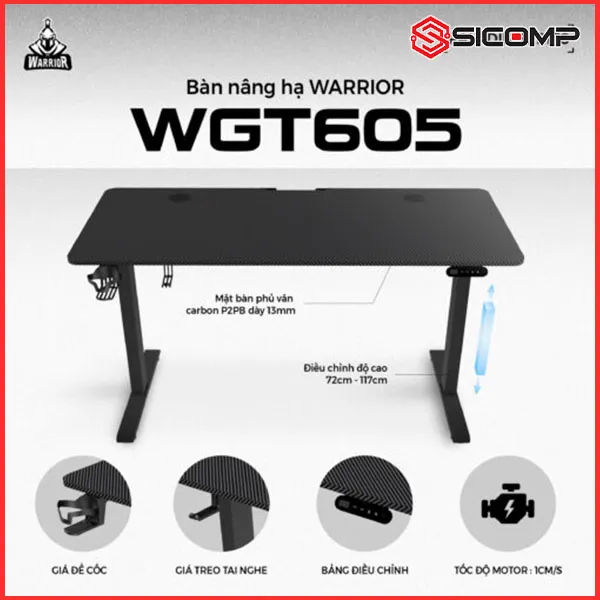 BÀN NÂNG HẠ WARRIOR – PALADIN SERIES – WGT605 BLACK, Picture 2