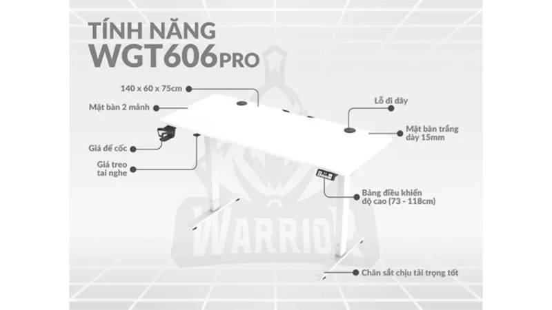 Bàn gaming nâng hạ Warrior Paladin WGT606 Pro
