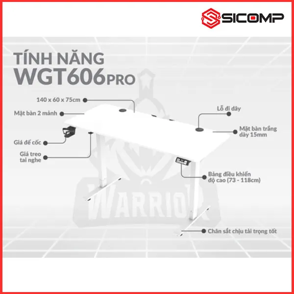 BÀN NÂNG HẠ WARRIOR – PALADIN SERIES – WGT606 PRO WHITE, Picture 2