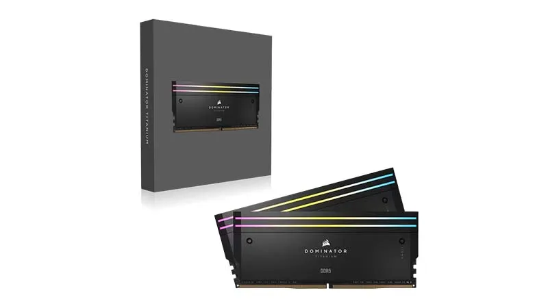 RAM DESKTOP CORSAIR DOMINATOR TITANIUM RGB BLACK HEATSPREADER 64GB (2x32GB) DDR5 6600MHZ (CMP64GX5M2X6600C32)
