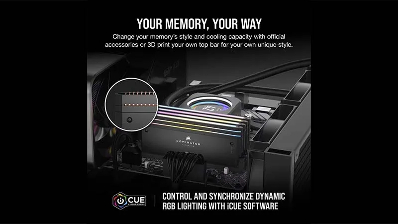 RAM DESKTOP CORSAIR DOMINATOR TITANIUM RGB BLACK HEATSPREADER 64GB (2x32GB) DDR5 6600MHZ (CMP64GX5M2X6600C32)