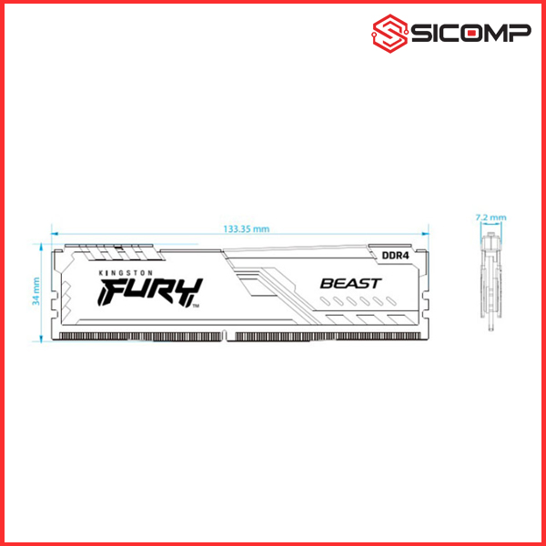 RAM DESKTOP KINGSTON FURY BEAST 16GB (1X16GB) DDR4 3200MHZ, Picture 2