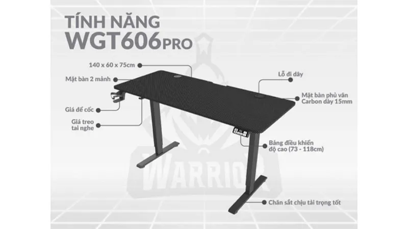 BÀN NÂNG HẠ WARRIOR – PALADIN SERIES – WGT606 PRO BLACK