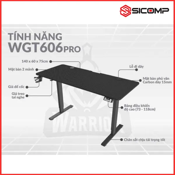 BÀN NÂNG HẠ WARRIOR – PALADIN SERIES – WGT606 PRO BLACK, Picture 2