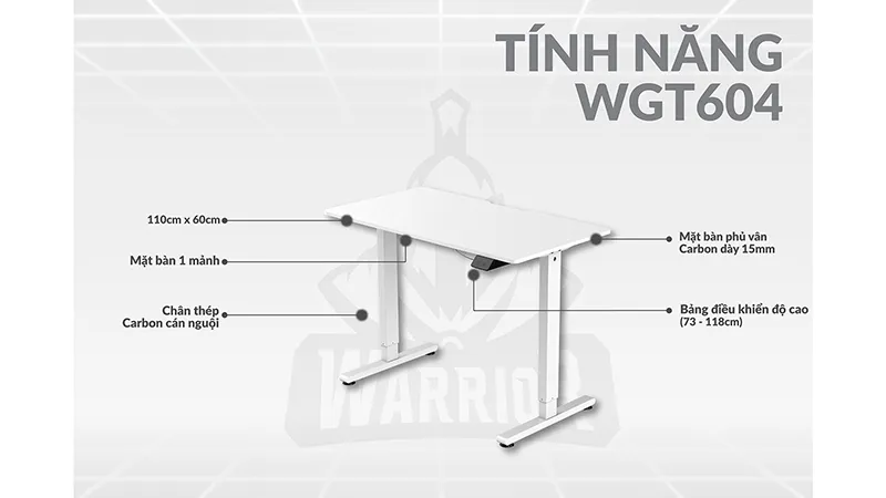 BÀN NÂNG HẠ WARRIOR – PALADIN SERIES – WGT604 WHITE