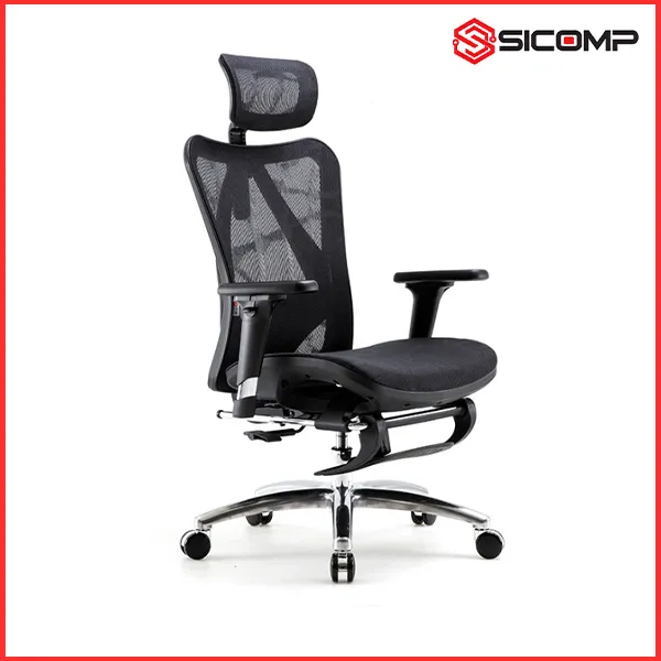 GHẾ CÔNG THÁI HỌC SIHOO M57B-N101 (KHUNG ĐEN, LƯỚI ĐEN), Picture 3