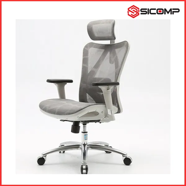 GHẾ CÔNG THÁI HỌC SIHOO M57-N103 GREY FRAME GREY MESH (KHUNG XÁM, LƯỚI XÁM), Picture 5