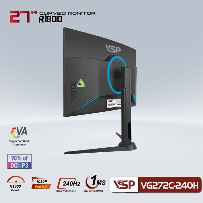 MÀN HÌNH VSP GAMING VG272C CONG (27 INCH | FHD | VA | 165HZ | 1MS | LOA), Picture 3