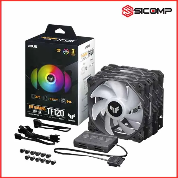 FAN ASUS TUF GAMING TF120 ARGB 3IN1 ( PACK 3FAN 120MM/ CÓ HUB)), Picture 1