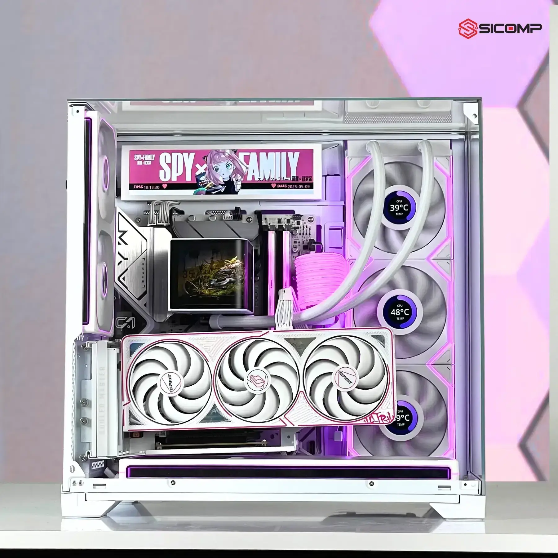 FAN CASE LIAN LI UNI FAN TL WIRELESS LCD 120 - WHITE (BỘ 3 CÁI KÈM HUB USB) - NGƯỢC/ XUÔI, Picture 2