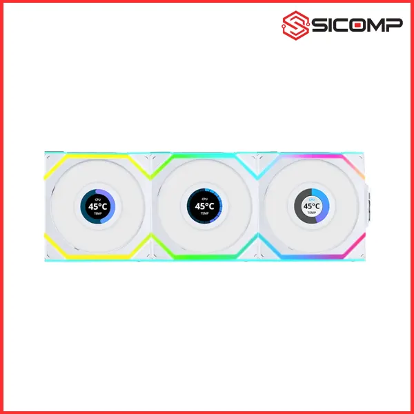 FAN CASE LIAN LI UNI FAN TL WIRELESS LCD 120 - WHITE (BỘ 3 CÁI KÈM HUB USB) - NGƯỢC/ XUÔI, Picture 3