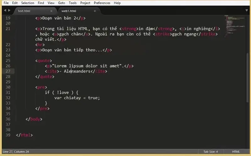 Viết chữ in đậm trong HTML