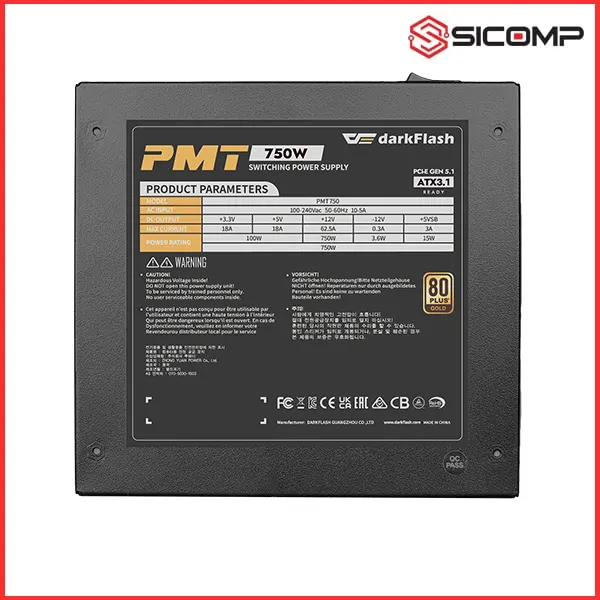 NGUỒN DARKFLASH PMT 750 GOLD FULL MODULAR (ATX 3.1, PCIe 5.1 80 Plus Gold) - DÂY CÁP ĐEN CAO CẤP DẬP VẨY CÁ, Picture 9