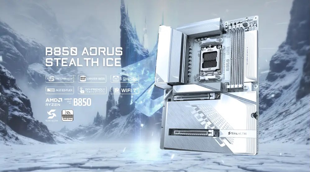 Mainboard Gigabyte B850 Aorus Stealth Ice Wifi 7