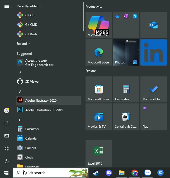 Kéo Thả Trực Tiếp Từ Start Menu
