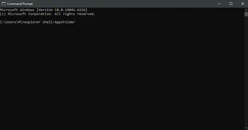 Nhập: explorer shell:AppsFolder