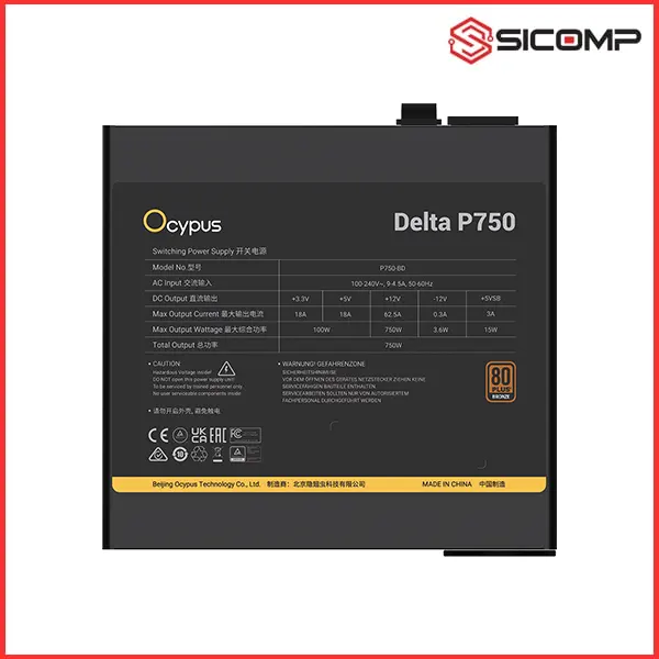 NGUỒN OCYPUS DELTA P750 80 PLUS BRONZE NON MODULAR, Picture 5