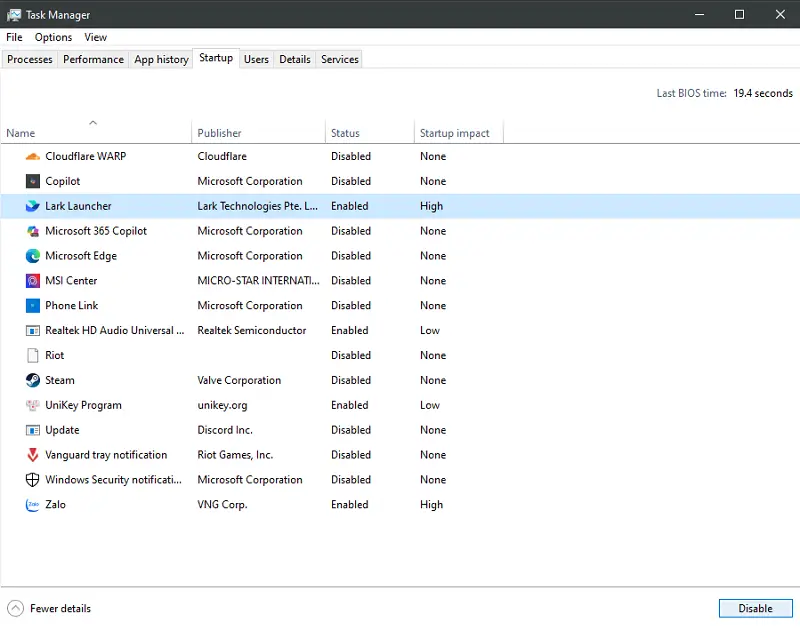 Tắt Các Ứng Dụng Khởi Động Cùng Hệ Thống