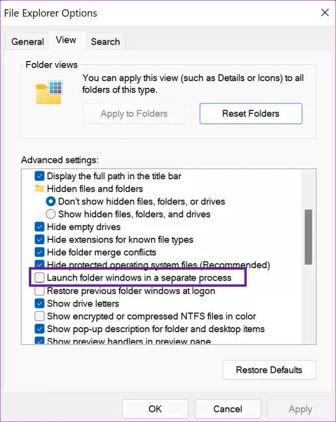 Launch folder windows in a separate process