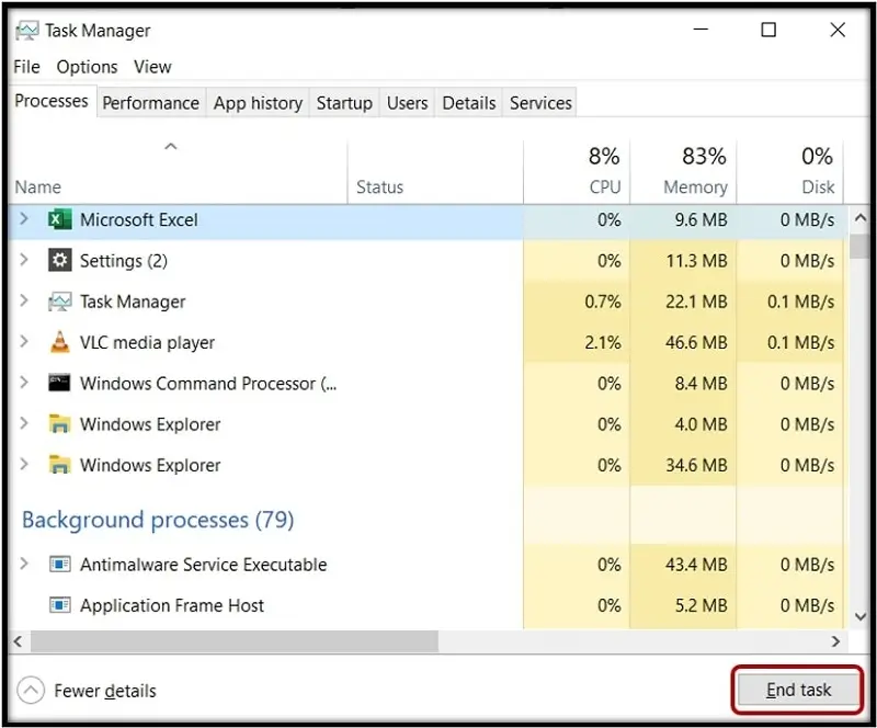 Giải Phóng RAM Thủ Công Bằng Task Manager