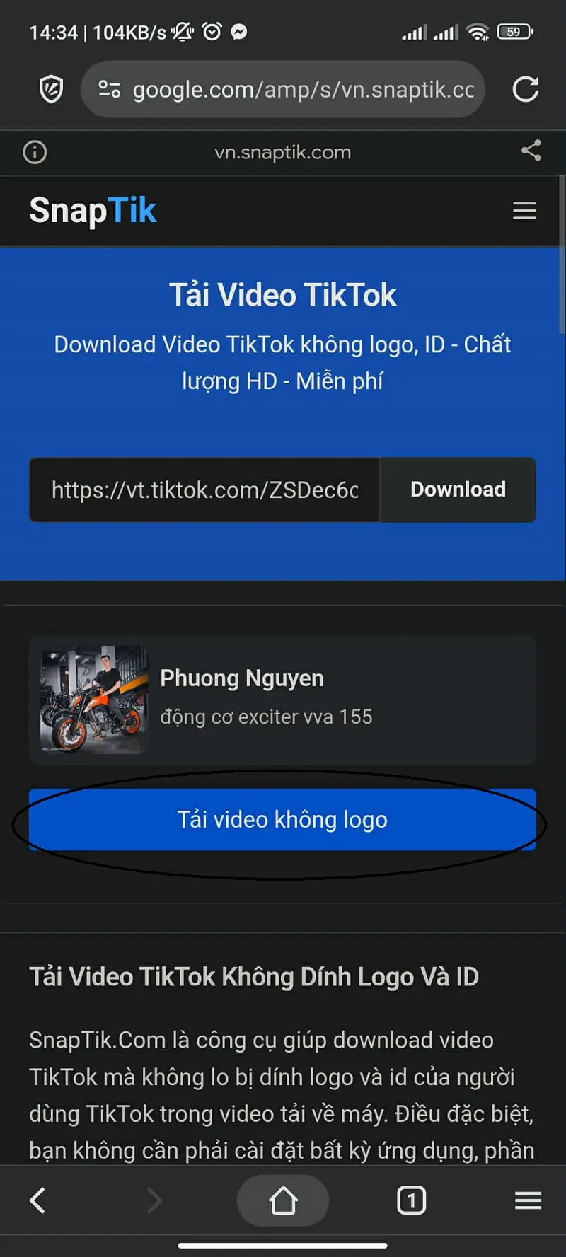 Tải video không logo
