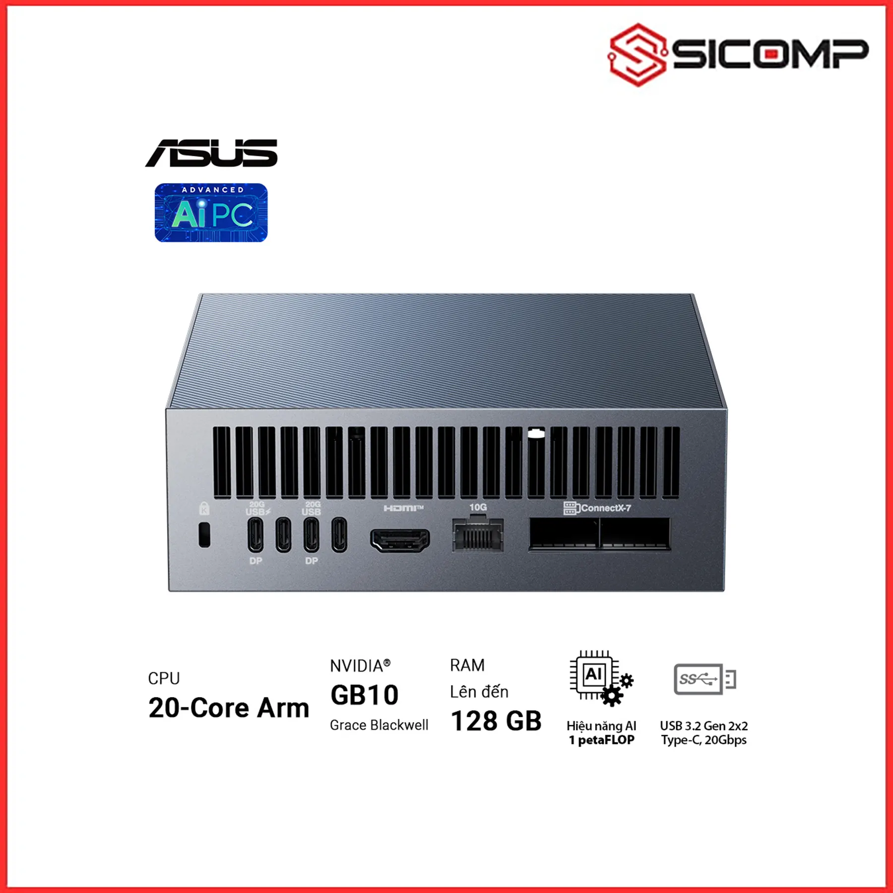 SIÊU MÁY TÍNH AI ASUS ASCENT GX10 (NVIDIA GB10 Grace Blackwell Superchip - SSD 1TB NVMe Gen5), Picture 4