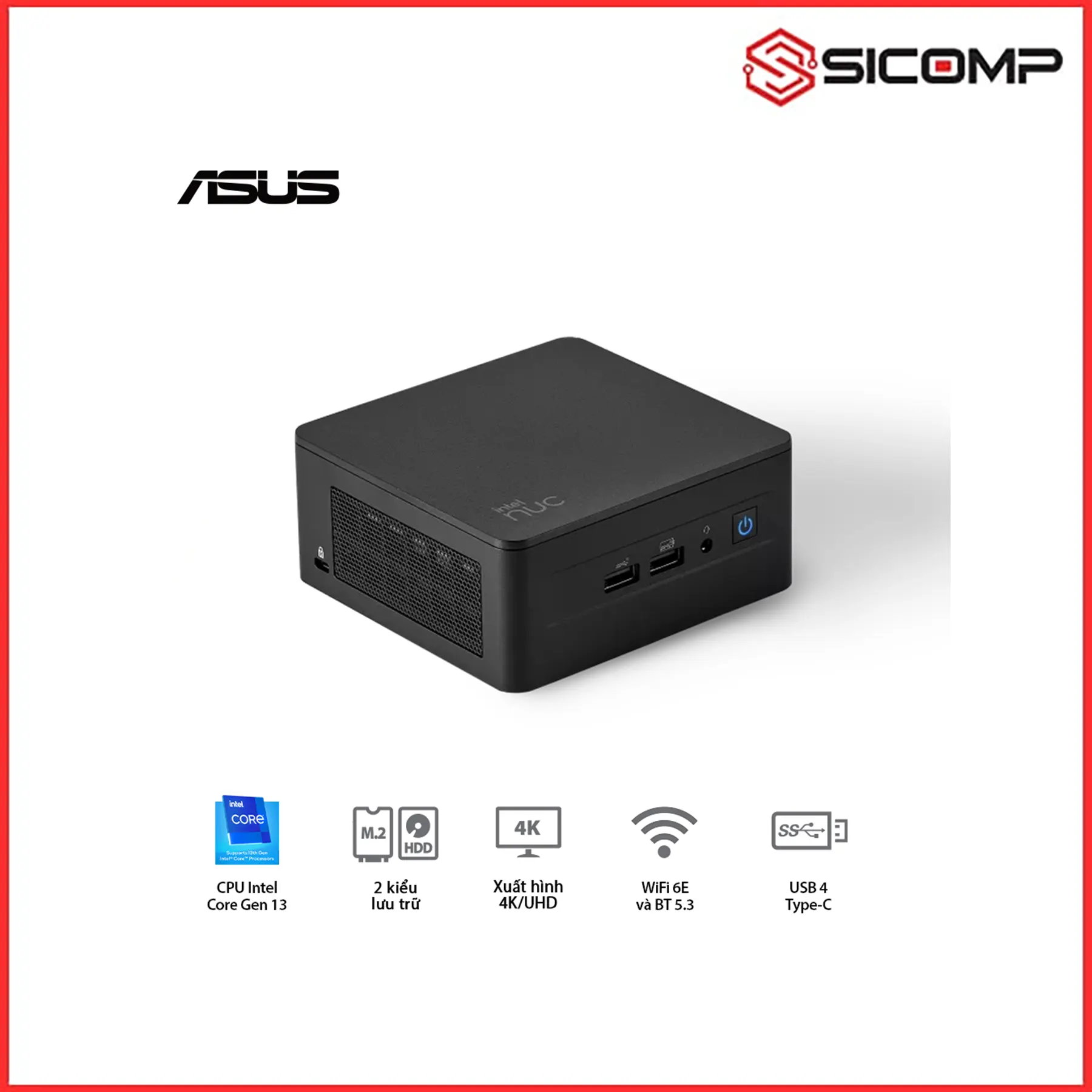 MÁY TÍNH MINI PC NUC 13 PRO TALL NUC13ANHI5 ( I5-1340P / 2 X DDR4-3200 / 3 X NVME, SATA / 2 X HDMI 2.1 / 2 X DP 1.4A / VESA MOUNT ), Picture 4