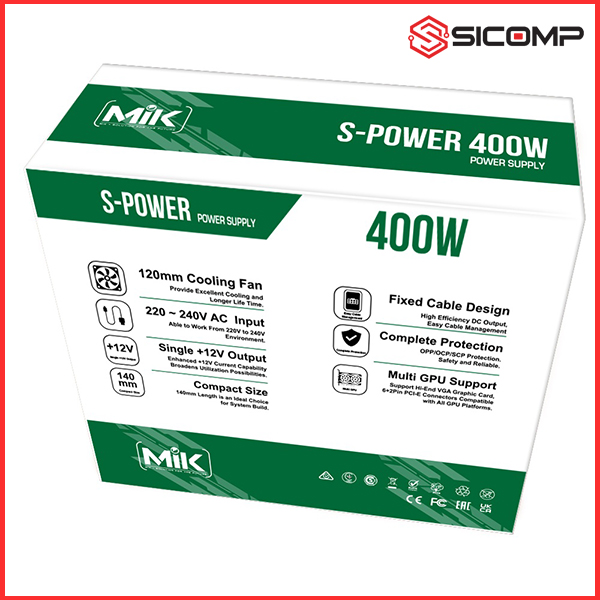 NGUỒN MÁY TÍNH MIK S-POWER 400 - 400W (MÀU ĐEN), Picture 2