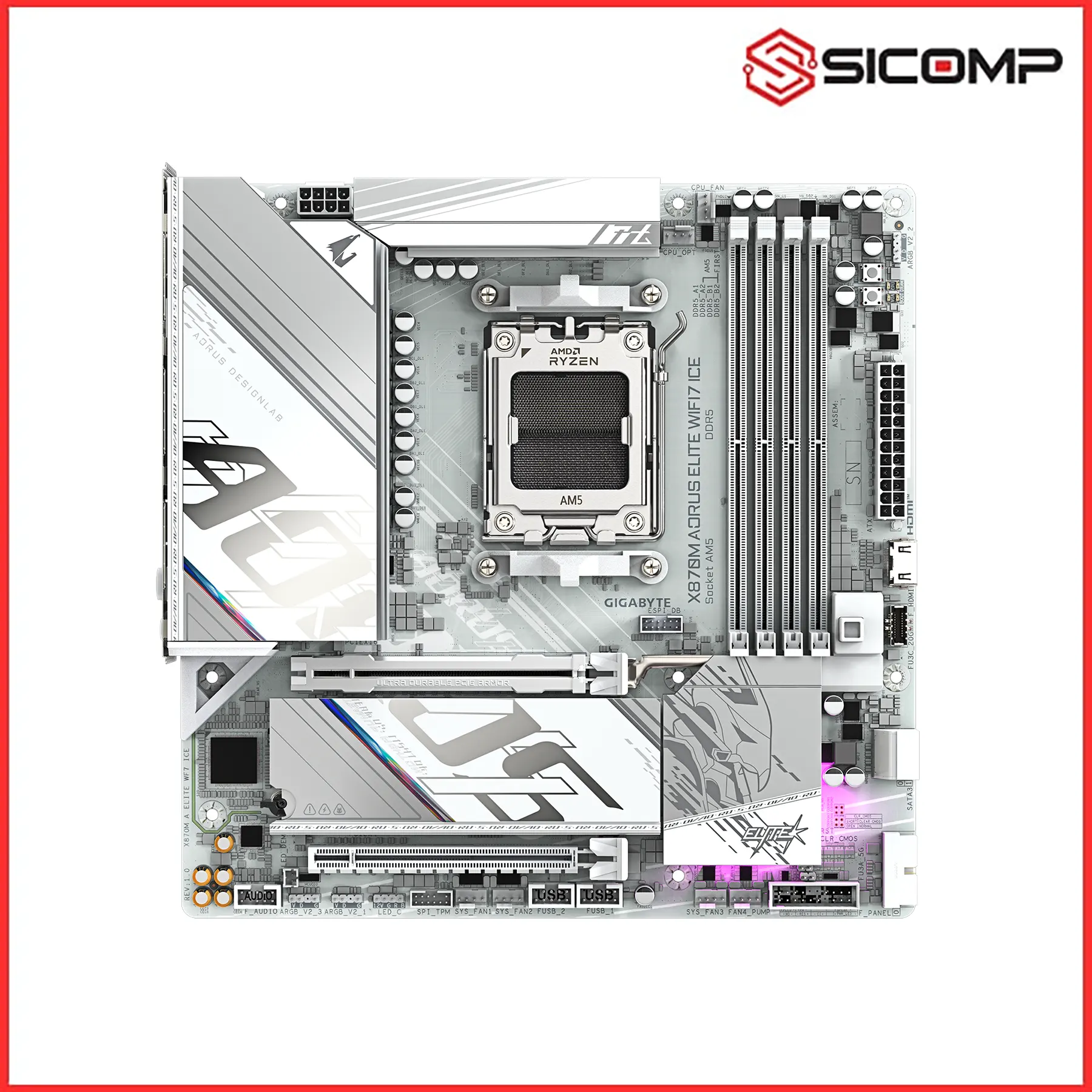 MAINBOARD GIGABYTE X870M AORUS ELITE WIFI 7 ICE, Picture 2