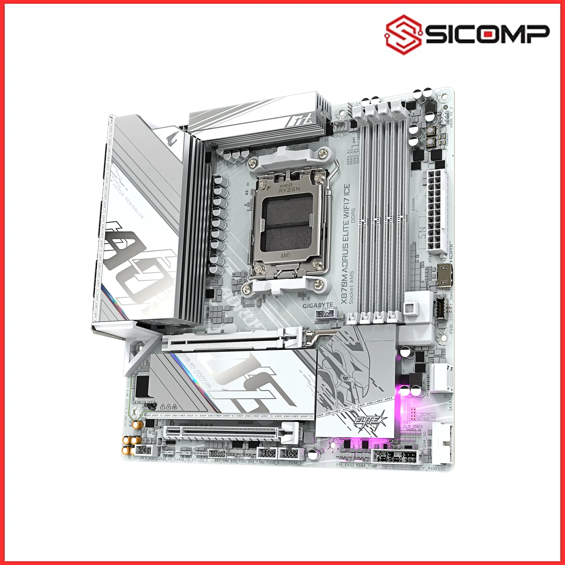 MAINBOARD GIGABYTE X870M AORUS ELITE WIFI 7 ICE, Picture 3