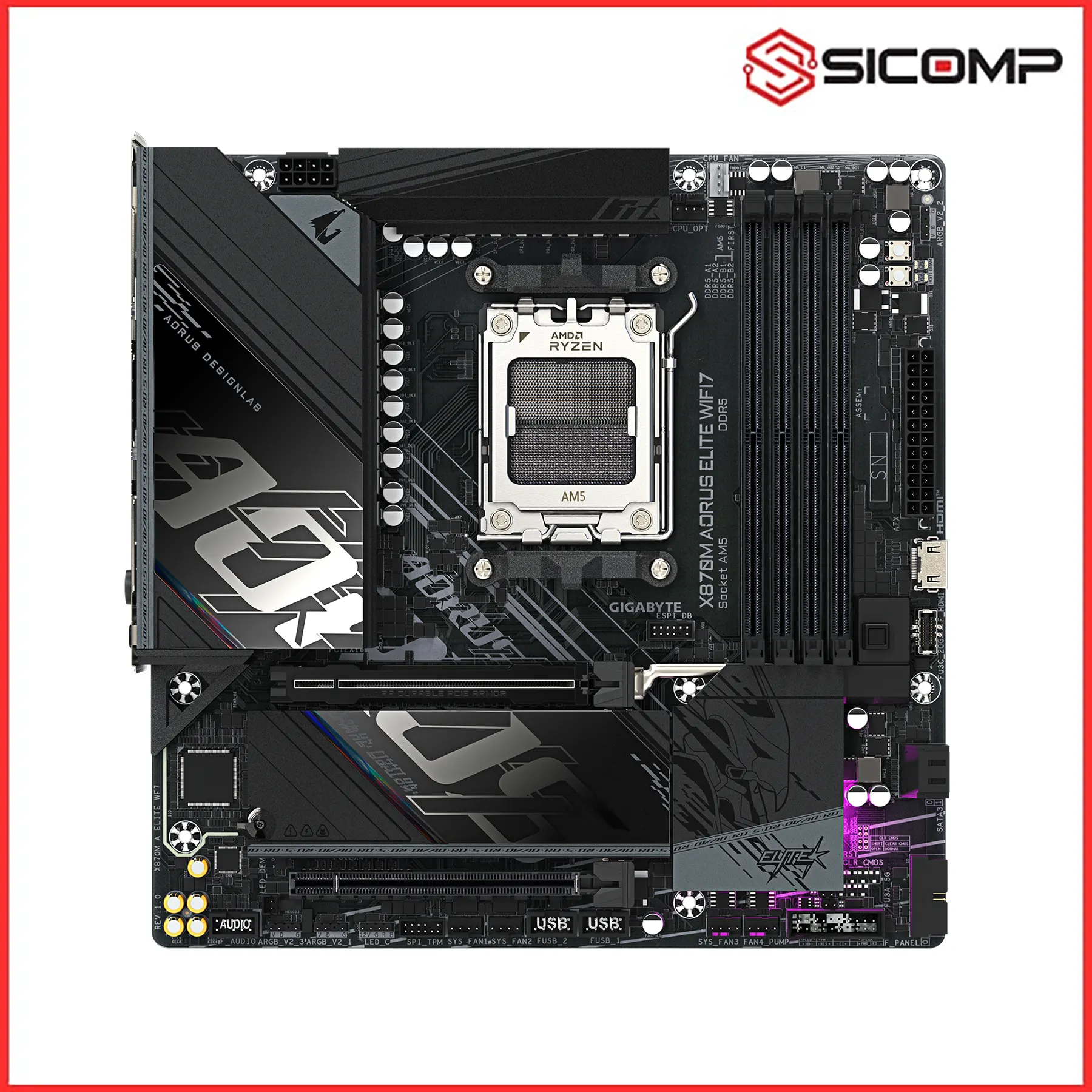 MAINBOARD GIGABYTE X870M AORUS ELITE WIFI 7, Picture 2