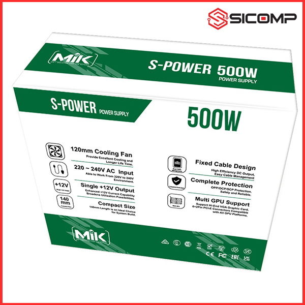  NGUỒN MÁY TÍNH MIK S-POWER 500 - 500W (MÀU ĐEN), Picture 2