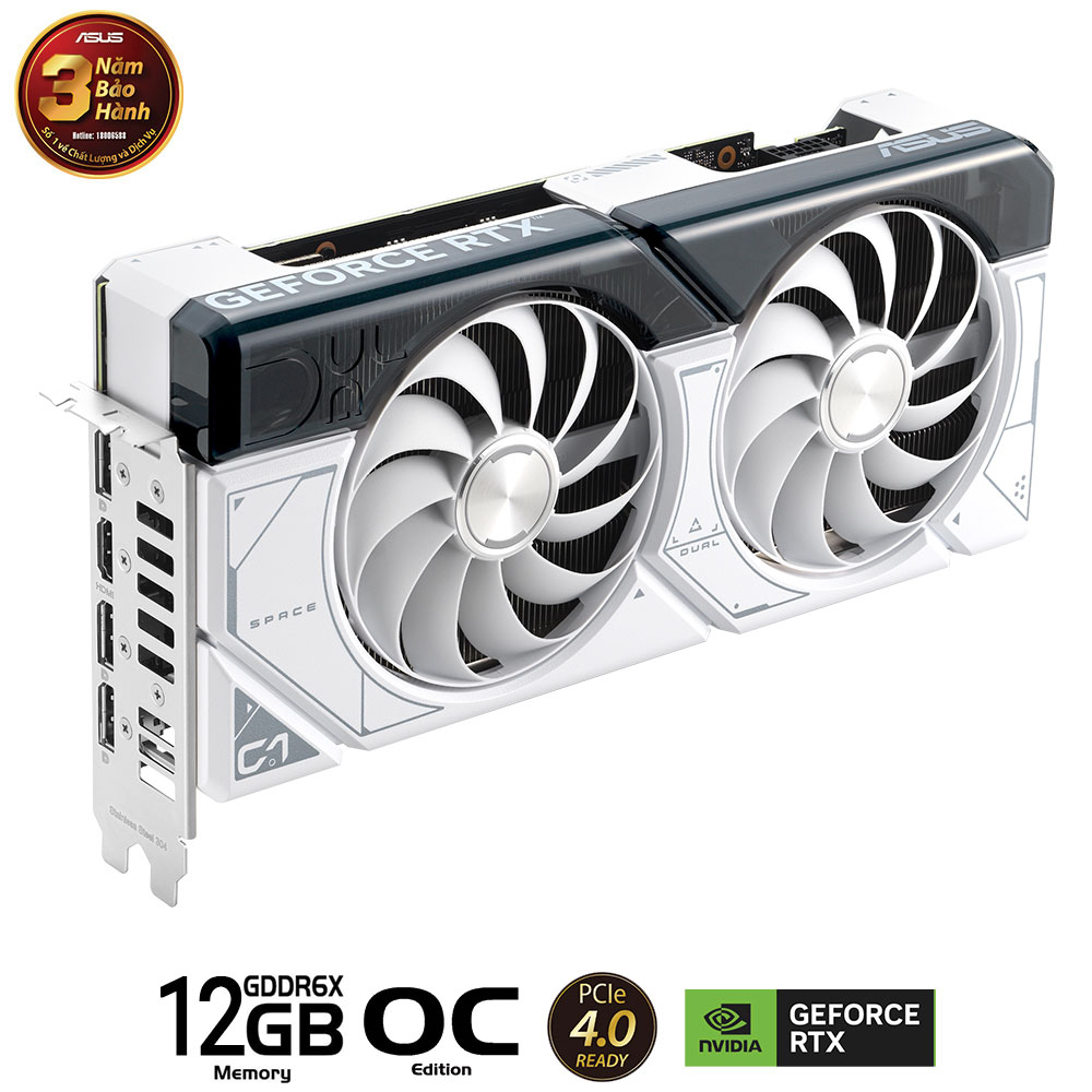 CARD MÀN HÌNH ASUS DUAL GEFORCE RTX 4070 SUPER WHITE OC EDITION 12GB GDDR6X, Picture 3